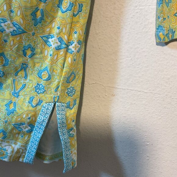 J MCLAUGHLIN LADIES LARGE yellow GREEN BLUE TUNIC SANTANA KNIT CASUAL EVERYDAY - Picture 3 of 11